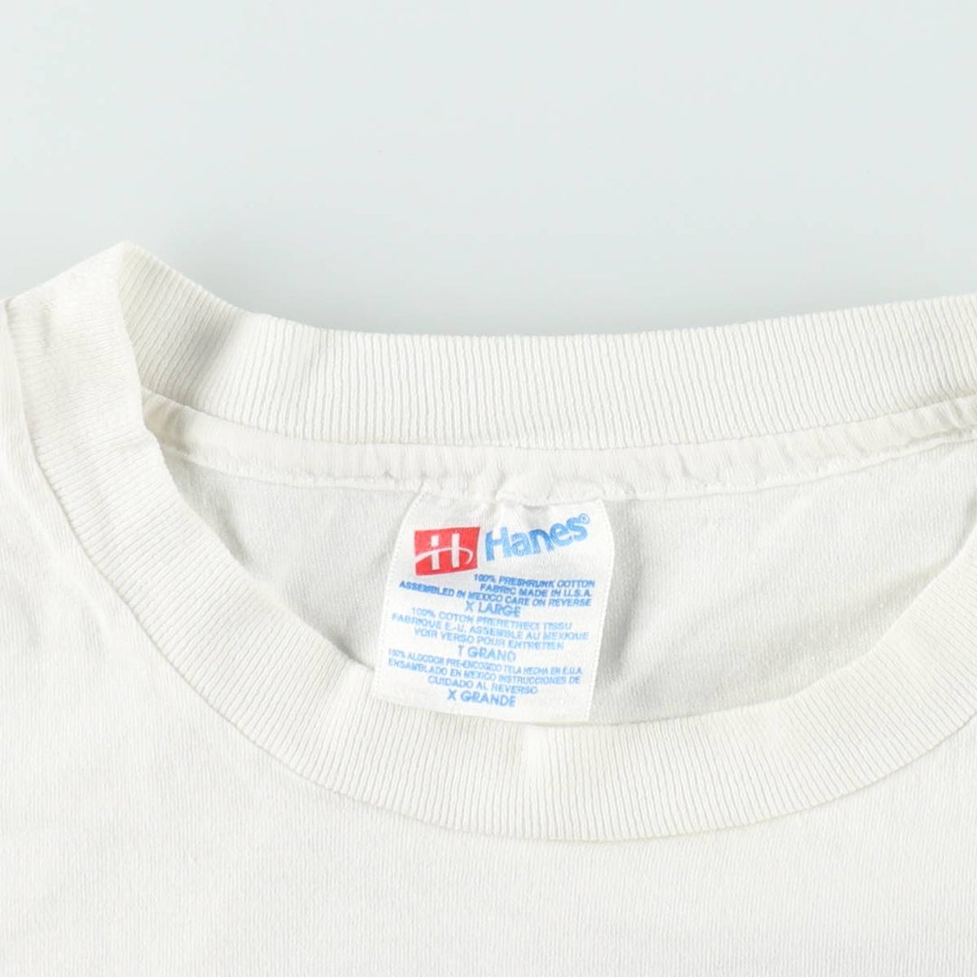 Vintage 90'S Hanes printed T-shirt, made in the USA, men's XL size cotton white type Vintage Second Hand