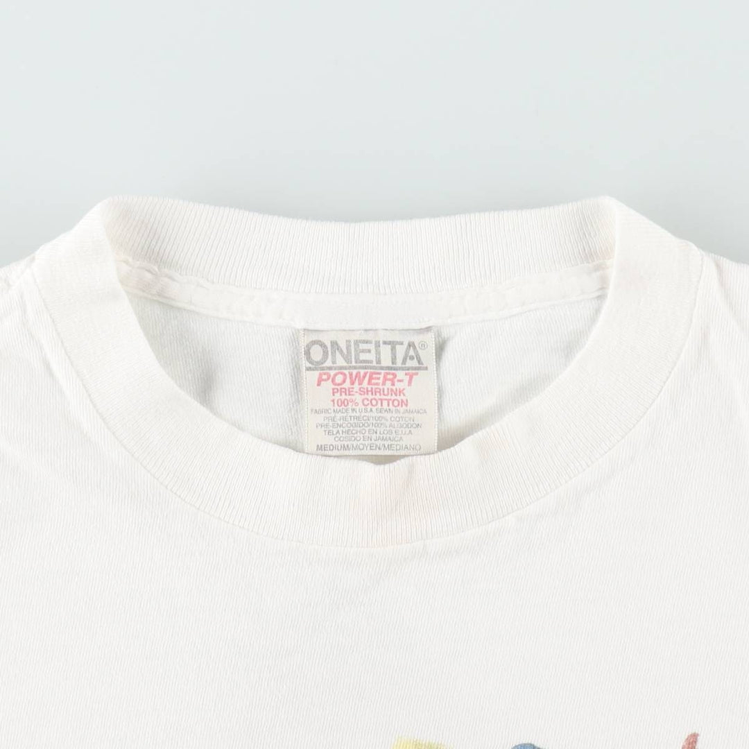 90'S ONEITA POWER-T Printed T-shirt Made in USA Men's M Vintage cotton white type Vintage Second Hand