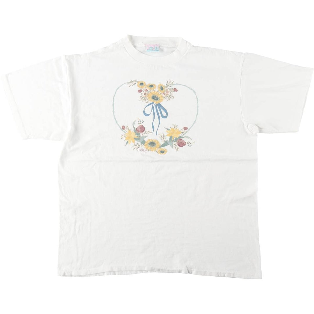 ~90'S Jamsey Print T-Shirt, Made in USA, Men's XL equivalent, Vintage cotton white type Vintage Second Hand