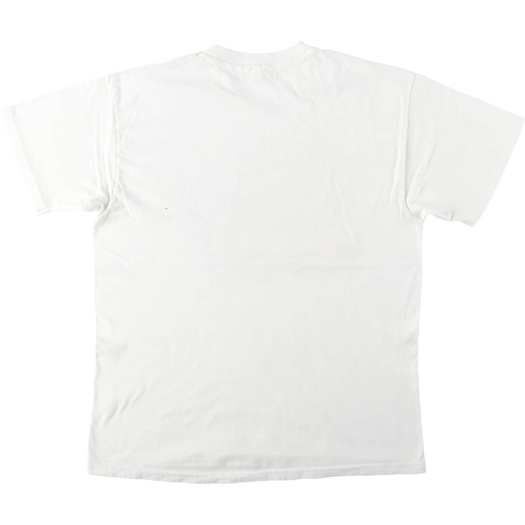 90'S Hanes BEEFY-T Printed T-shirt, Made in USA, Men's L size, Vintage cotton white type Vintage Second Hand