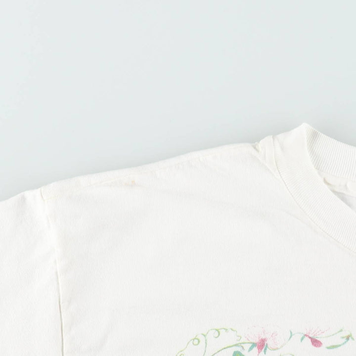 90'S Hanes BEEFY-T Printed T-shirt, Made in USA, Men's L size, Vintage cotton white type Vintage Second Hand