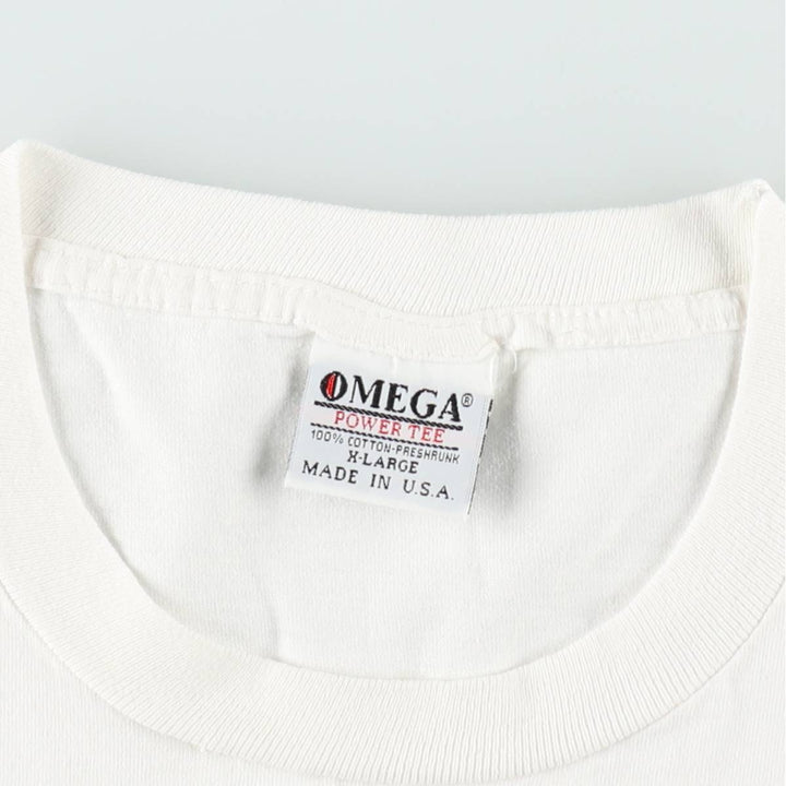 80s-90'S OMEGA Print T-Shirt, Made in USA, Men's XL equivalent, Vintage cotton white type Vintage Second Hand