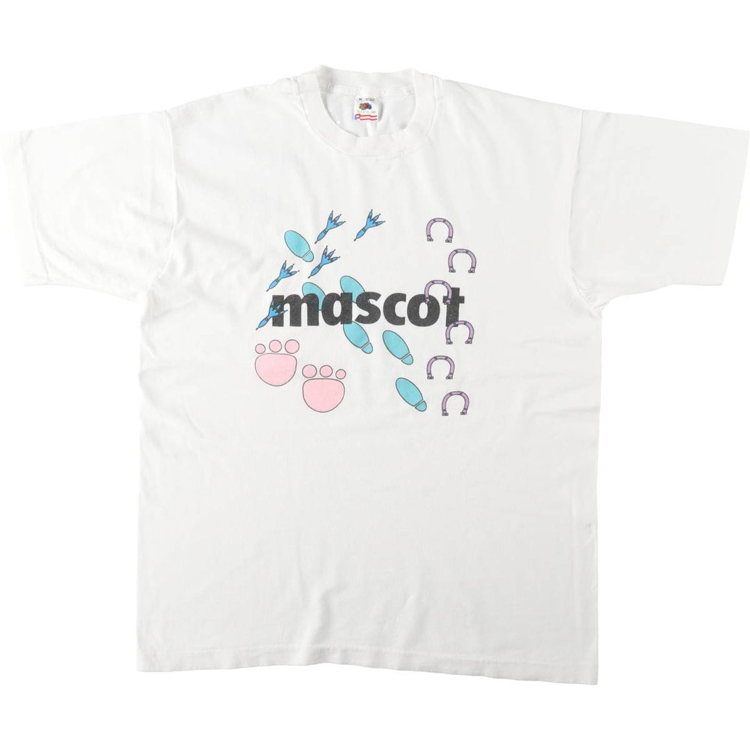 90'S Fruit of the Loom printed T-shirt, made in the USA, men's XL size, vintage cotton white type Vintage Second Hand