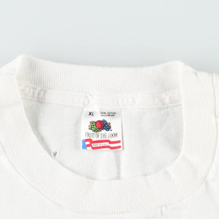 90'S Fruit of the Loom printed T-shirt, made in the USA, men's XL size, vintage cotton white type Vintage Second Hand
