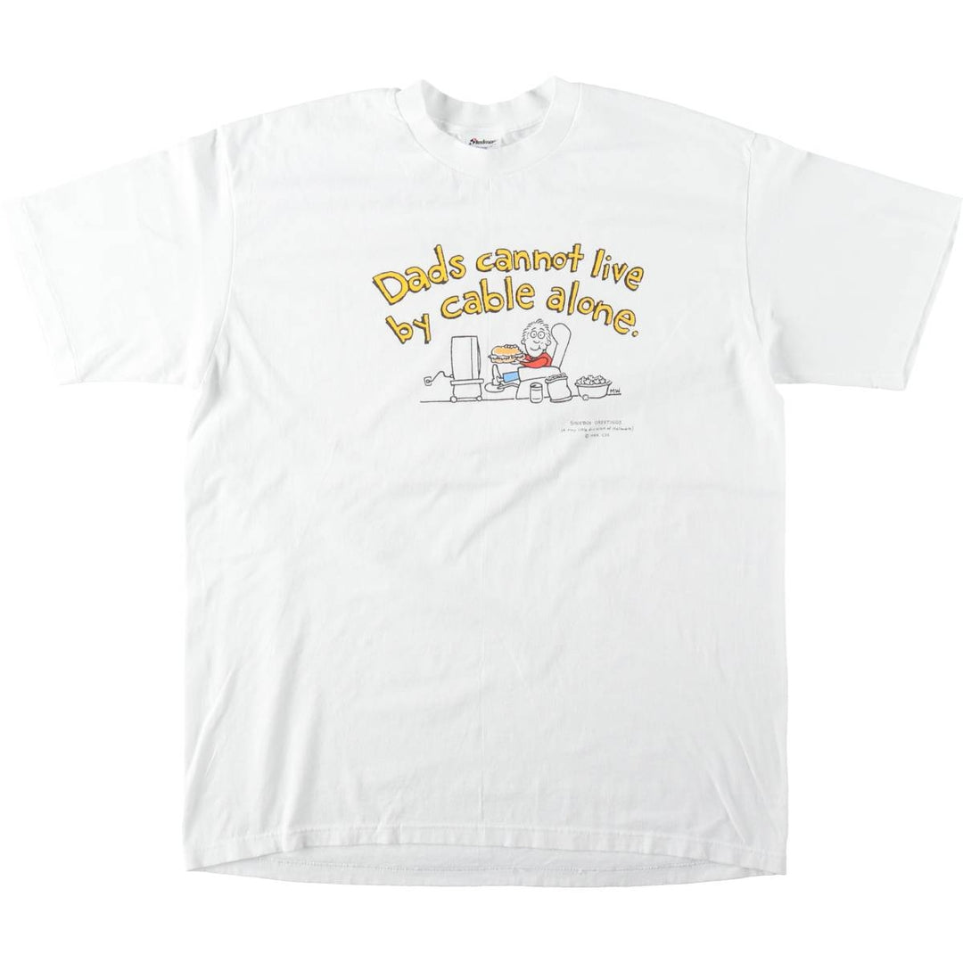 90'S STEDMAN Super 50 Print T-Shirt, Made in USA, Men's XL equivalent, Vintage polyester white type Vintage Second Hand