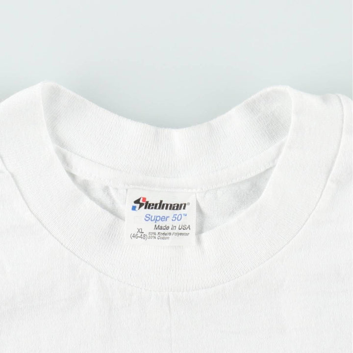 90'S STEDMAN Super 50 Print T-Shirt, Made in USA, Men's XL equivalent, Vintage polyester white type Vintage Second Hand