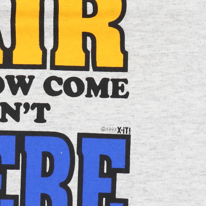 90'S PLATINUM PLUS parody print T-shirt, made in USA, men's size L equivalent, vintage. cotton gray type Vintage Second Hand