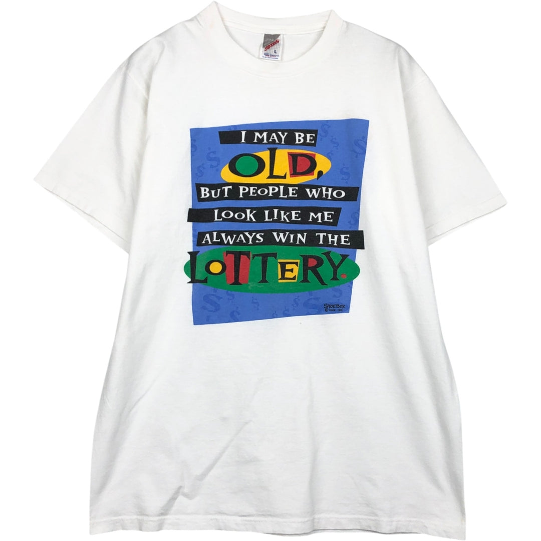 Vintage 80s-90'S Jerzees Message Print T-Shirt, Made in USA, Men's Size L cotton white type Vintage Second Hand