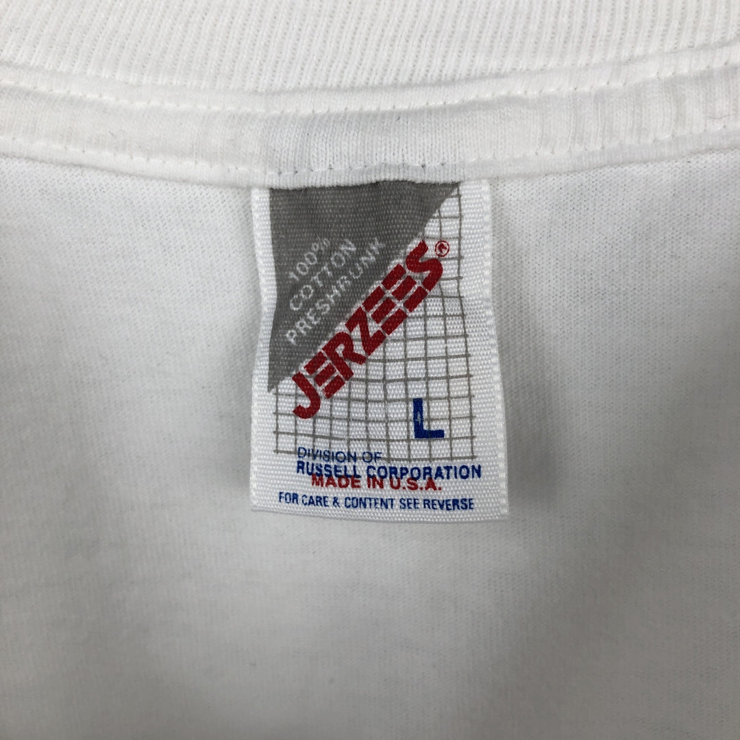 Vintage 80s-90'S Jerzees Message Print T-Shirt, Made in USA, Men's Size L cotton white type Vintage Second Hand