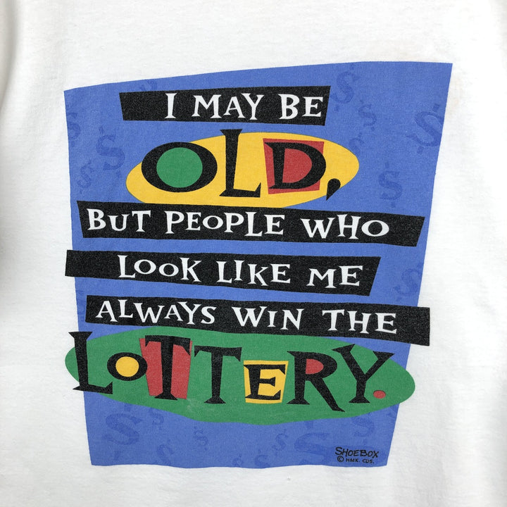 Vintage 80s-90'S Jerzees Message Print T-Shirt, Made in USA, Men's Size L cotton white type Vintage Second Hand