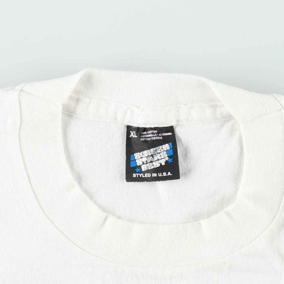 90'S Screen Stars Best Message Print T-Shirt, Made in Ireland, Men's XL (approx.), Vintage cotton white type Vintage Second Hand