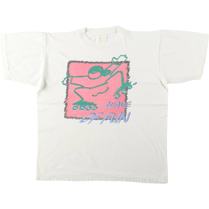 ~90'S Vintage Printed T-shirt, Men's M size unclear white type Vintage Second Hand