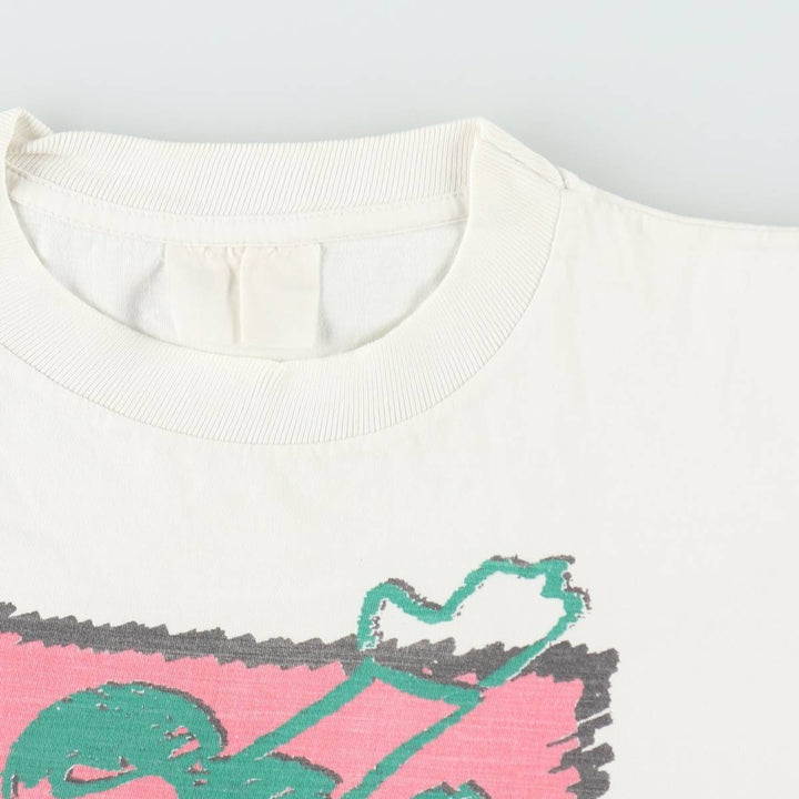 ~90'S Vintage Printed T-shirt, Men's M size unclear white type Vintage Second Hand