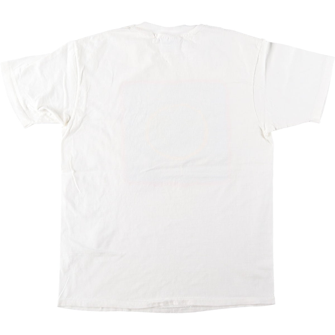 90'S Hanes BEEFY-T Printed T-shirt, Made in USA, Men's L size, Vintage cotton white type Vintage Second Hand