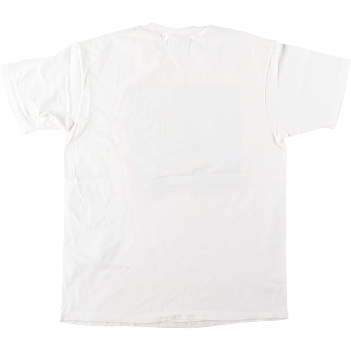 90'S Hanes BEEFY-T Printed T-shirt, Made in USA, Men's L size, Vintage cotton white type Vintage Second Hand