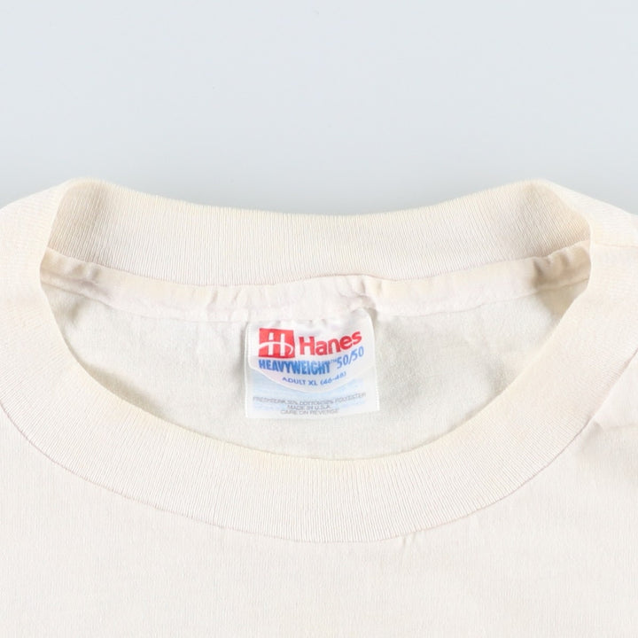 90'S Hanes HEAVYWEIGHT 50 cotton white type Vintage Second Hand