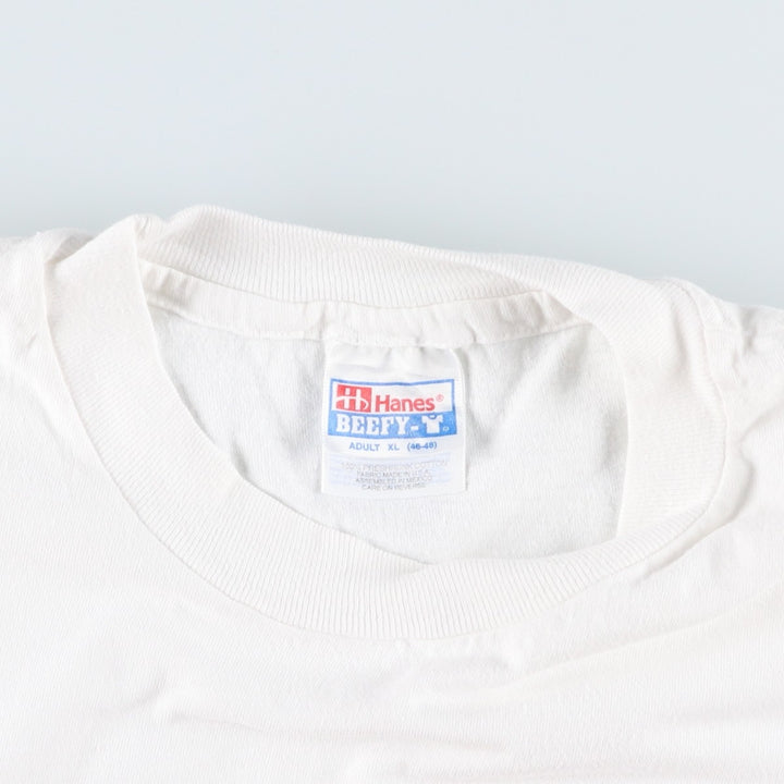 90'S Hanes BEEFY-T Printed T-shirt Made in USA Men's XL Vintage cotton white type Vintage Second Hand
