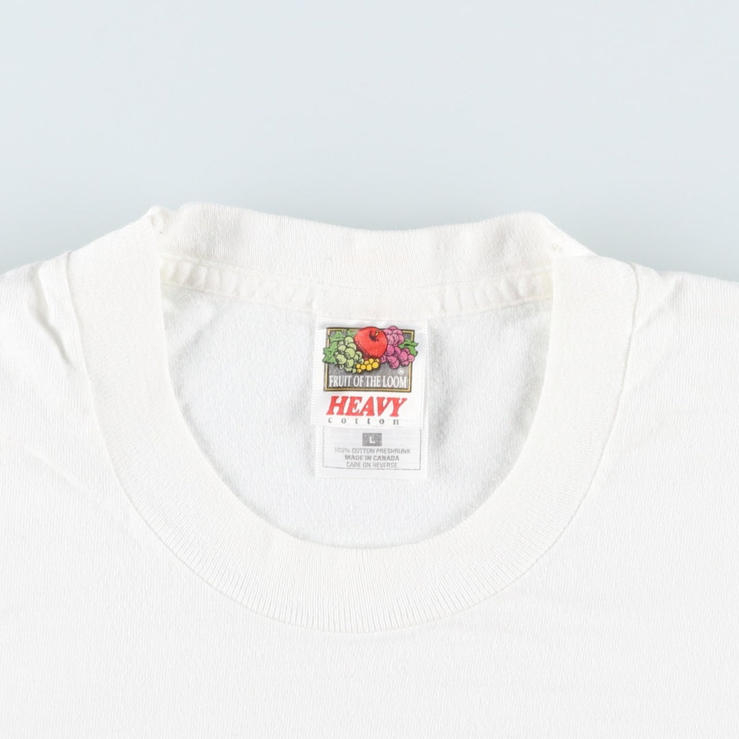 90'S Fruit of the Loom Heavy Cotton Floral Print T-Shirt, Made in Canada, Men's Size L (approx.), Vintage cotton white type Vintage Second Hand