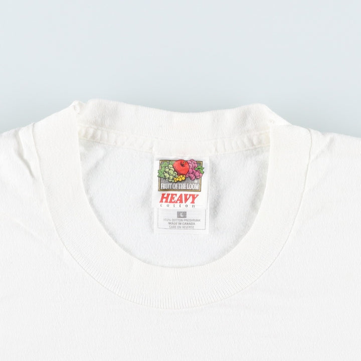 90'S Fruit of the Loom Heavy Cotton Floral Print T-Shirt, Made in Canada, Men's Size L (approx.), Vintage cotton white type Vintage Second Hand