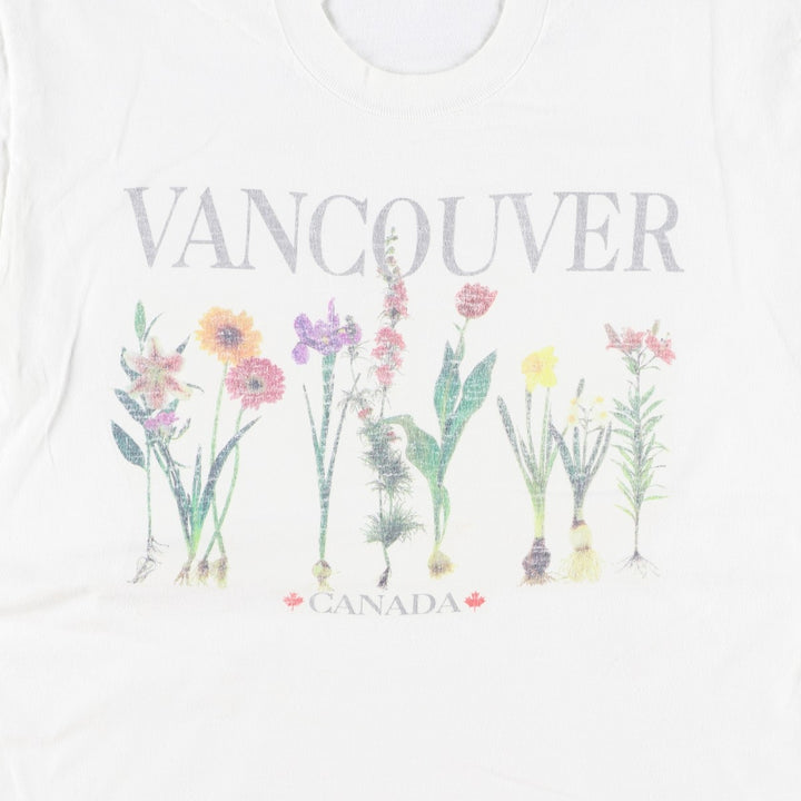 90'S Fruit of the Loom Heavy Cotton Floral Print T-Shirt, Made in Canada, Men's Size L (approx.), Vintage cotton white type Vintage Second Hand