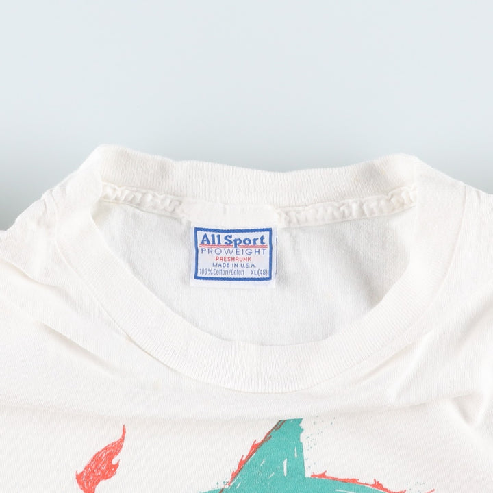 90'S All Sport Print T-shirt Made in USA Men's XL Vintage cotton white type Vintage Second Hand