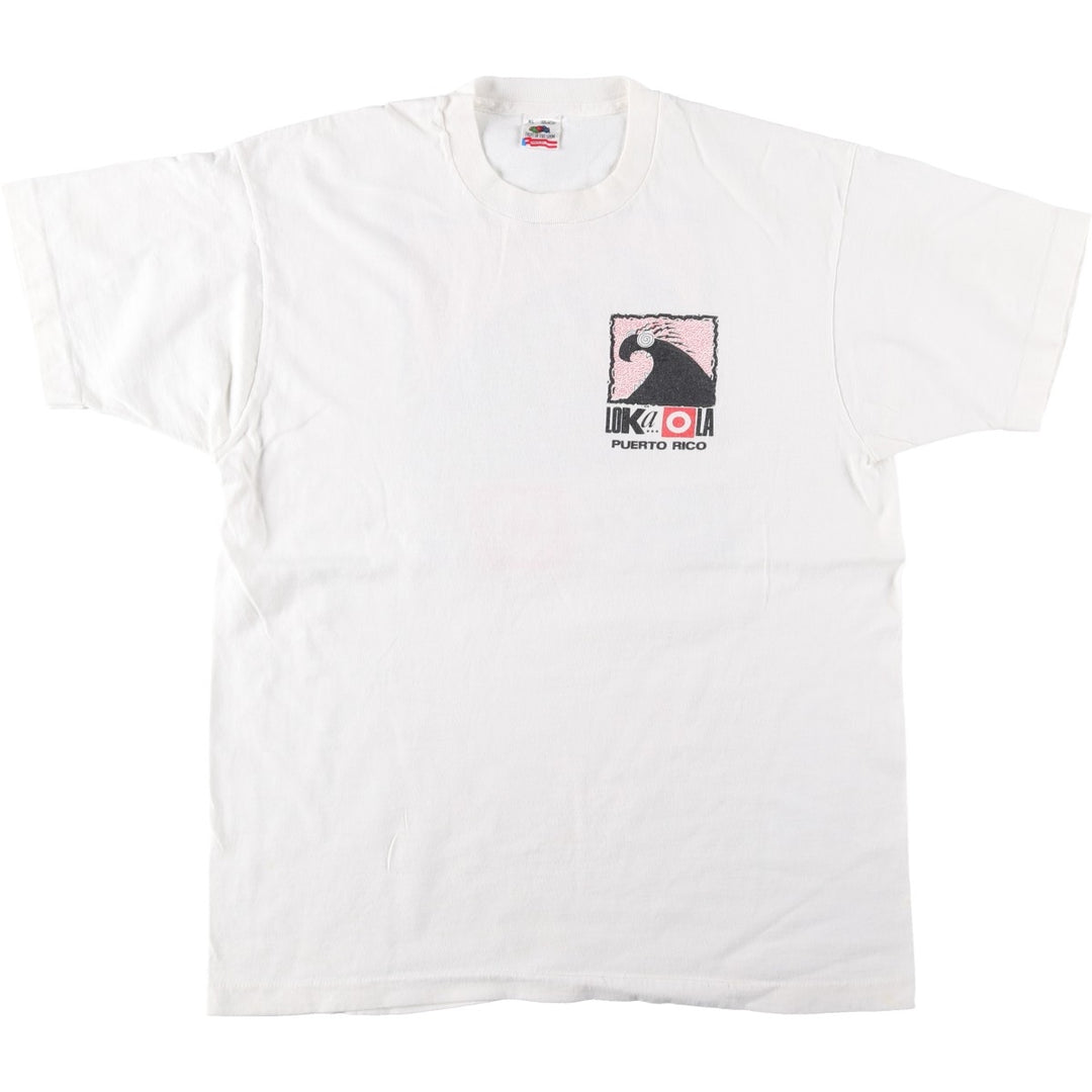 90'S Fruit of the Loom printed T-shirt, made in the USA, men's XL size, vintage cotton white type Vintage Second Hand
