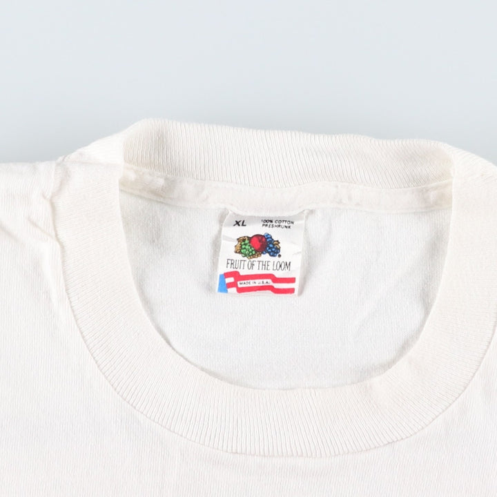 90'S Fruit of the Loom printed T-shirt, made in the USA, men's XL size, vintage cotton white type Vintage Second Hand