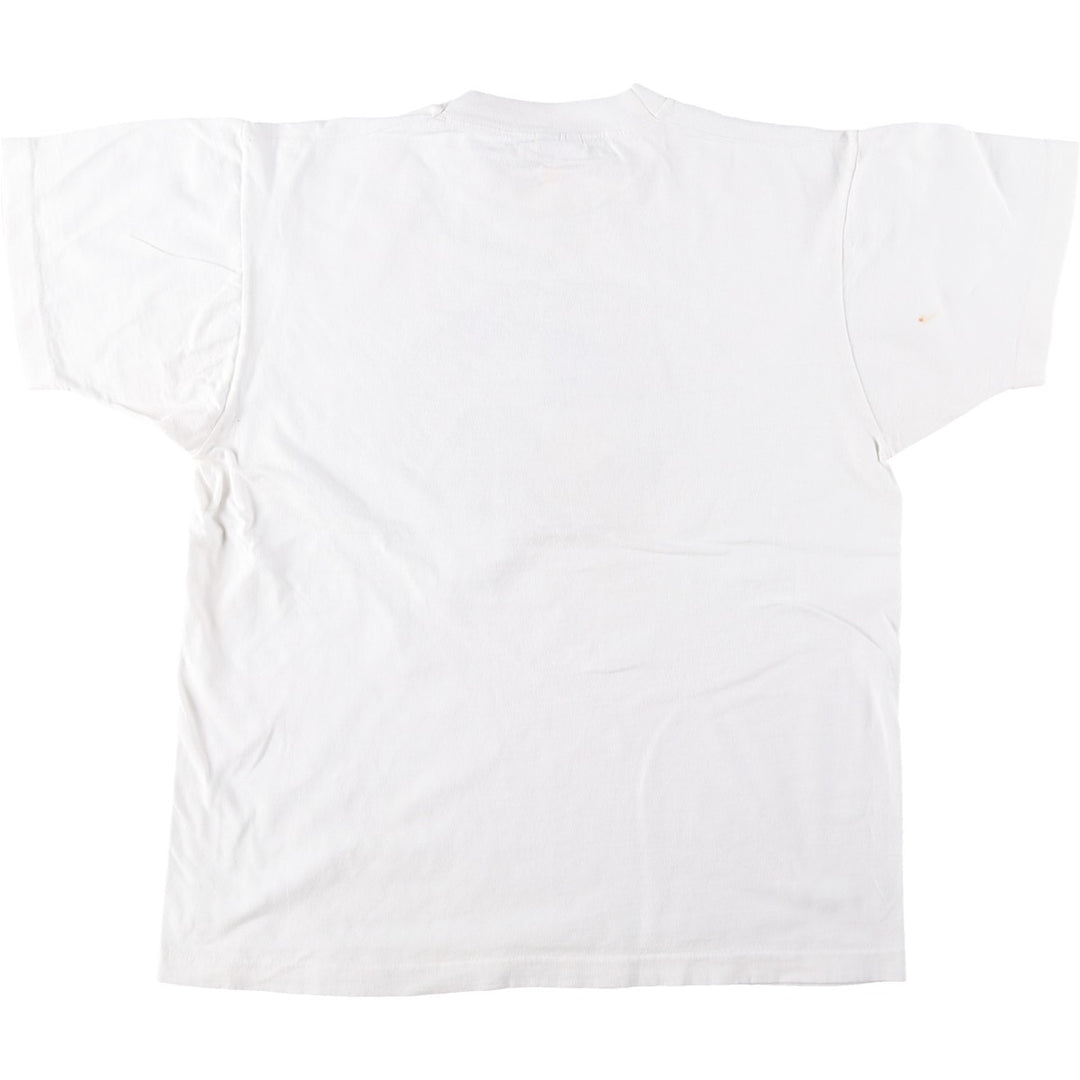 80'S Fruit of the Loom parody print T-shirt, made in USA, men's size L equivalent, vintage. cotton white type Vintage Second Hand
