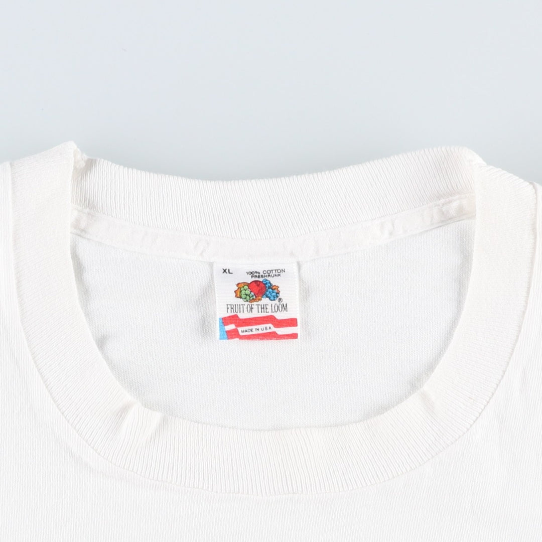 90'S Fruit of the Loom printed T-shirt, made in the USA, men's XL size, vintage cotton white type Vintage Second Hand