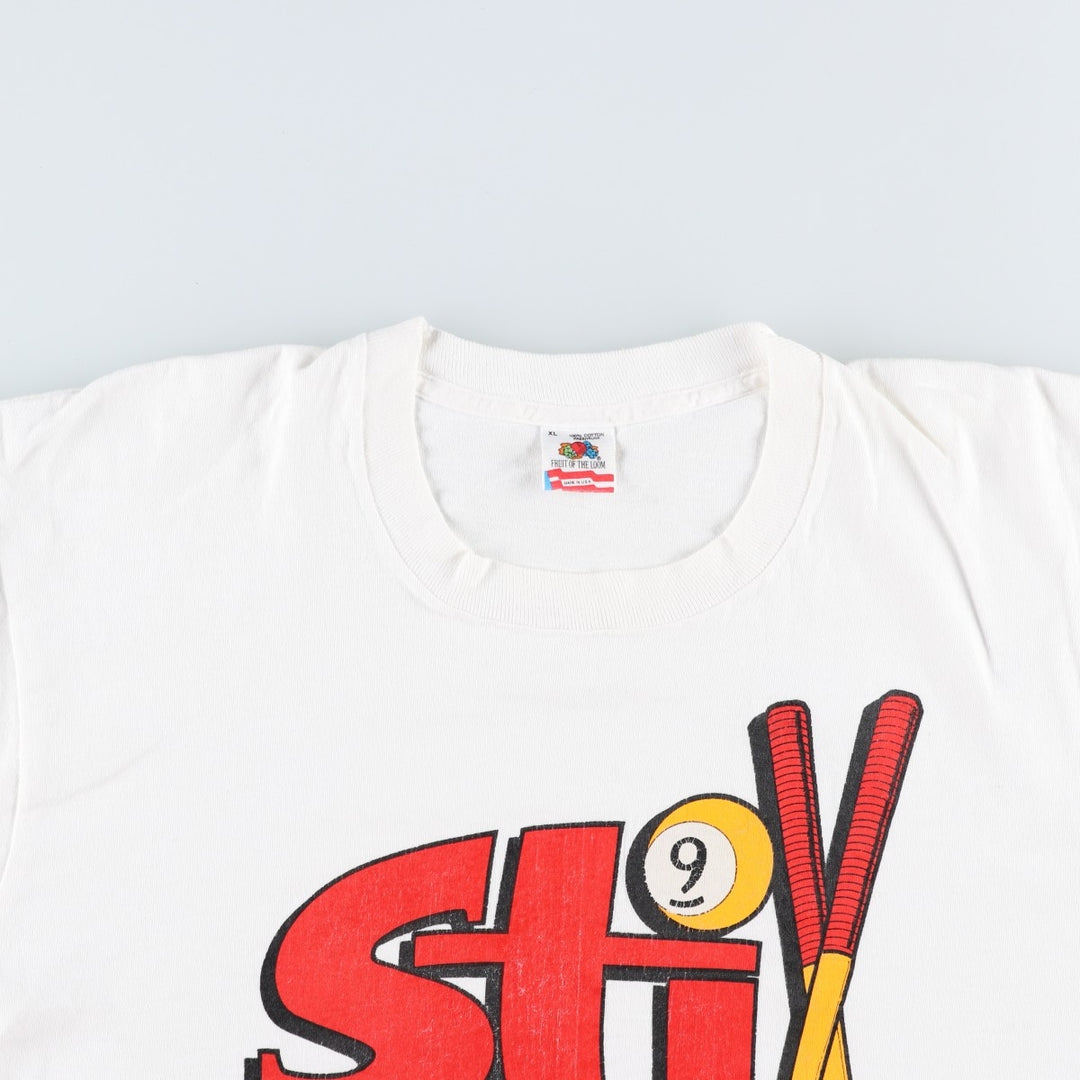 90'S Fruit of the Loom printed T-shirt, made in the USA, men's XL size, vintage cotton white type Vintage Second Hand