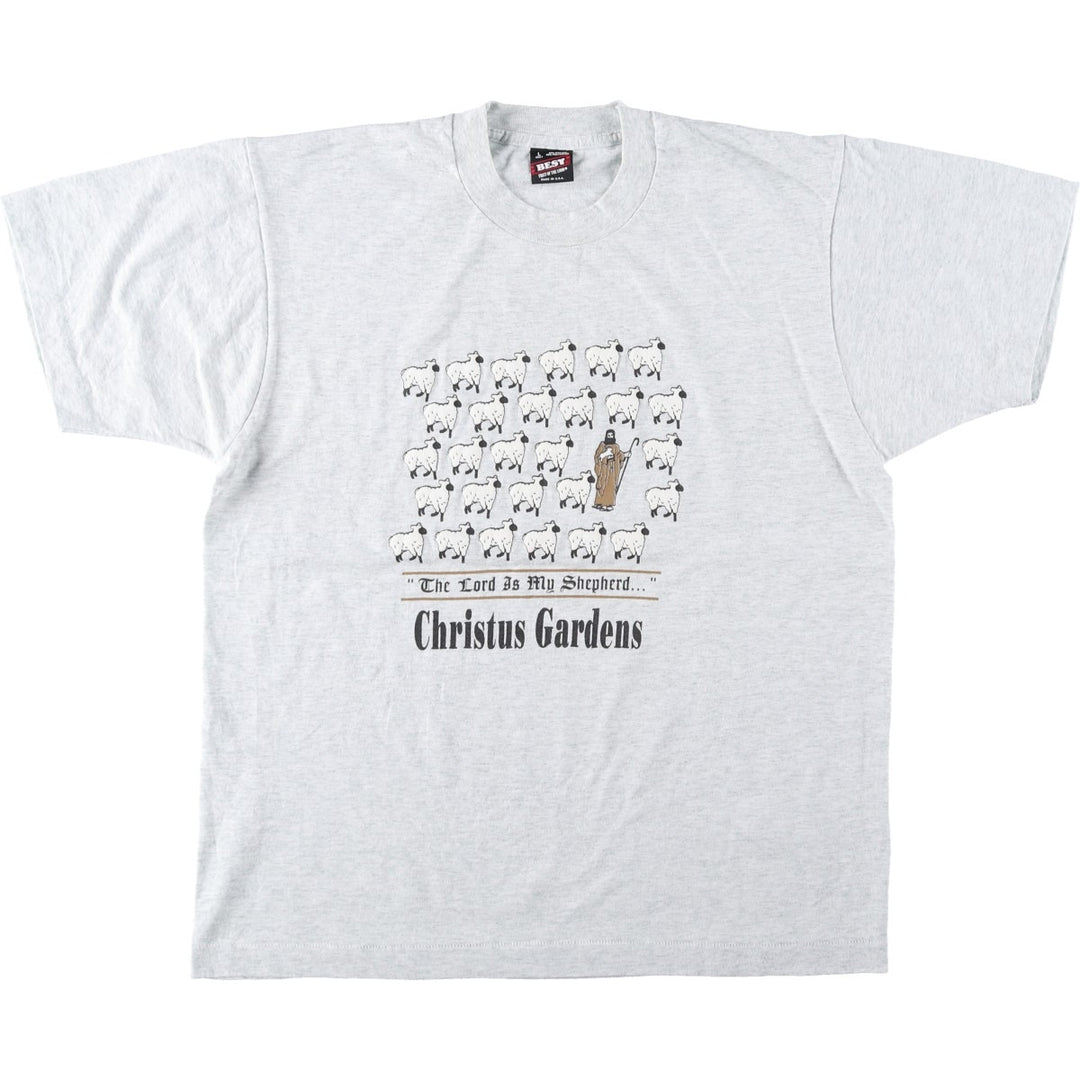 90'S Fruit of the Loom Best Printed T-shirt, Made in USA, Men's L size, Vintage cotton white type Vintage Second Hand