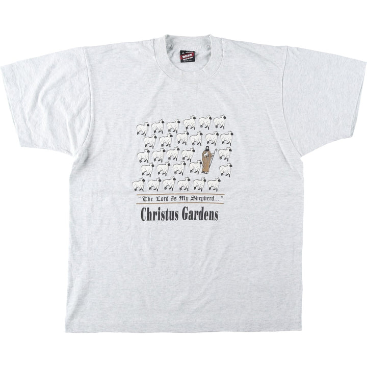 90'S Fruit of the Loom Best Printed T-shirt, Made in USA, Men's L size, Vintage cotton white type Vintage Second Hand