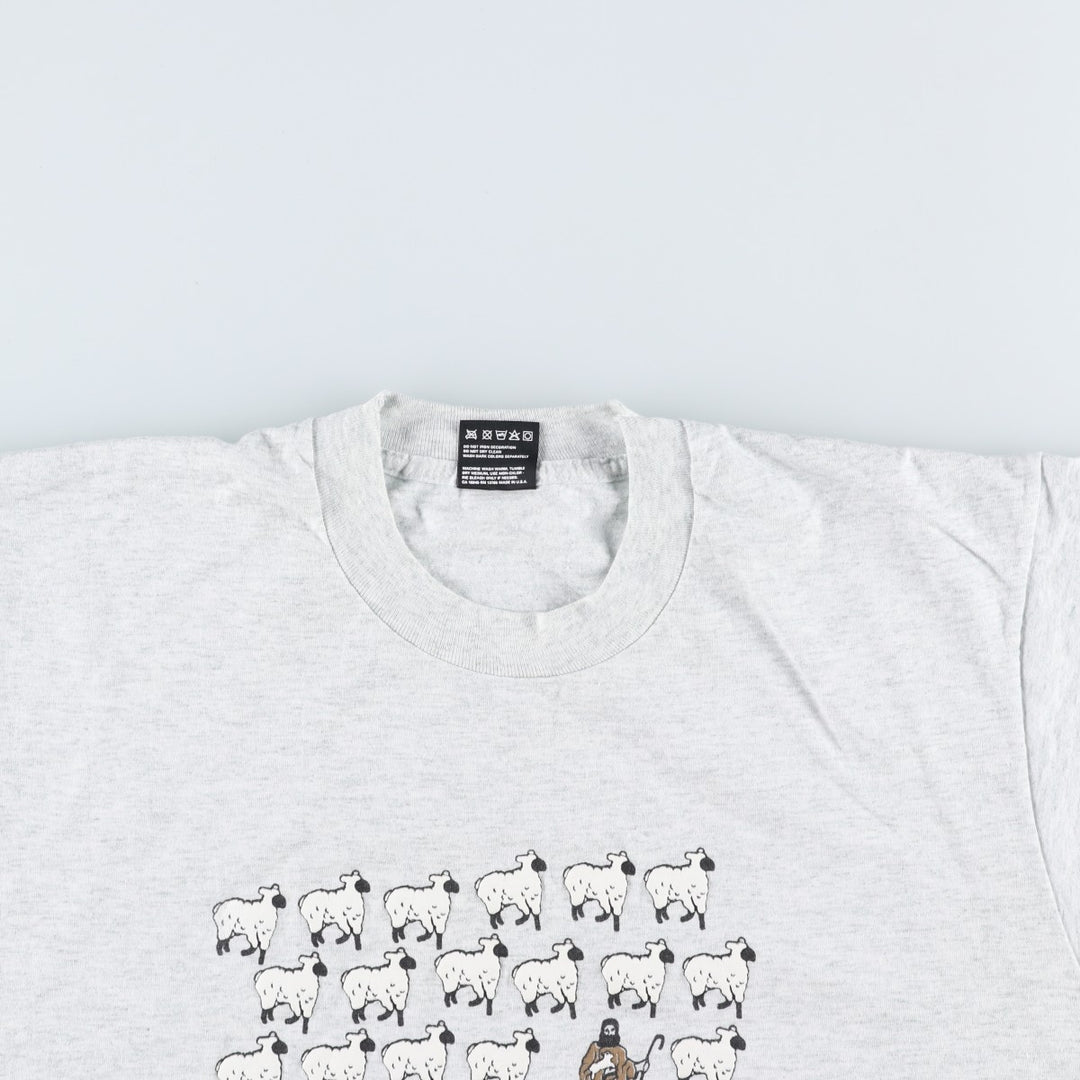 90'S Fruit of the Loom Best Printed T-shirt, Made in USA, Men's L size, Vintage cotton white type Vintage Second Hand