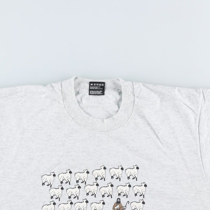 90'S Fruit of the Loom Best Printed T-shirt, Made in USA, Men's L size, Vintage cotton white type Vintage Second Hand