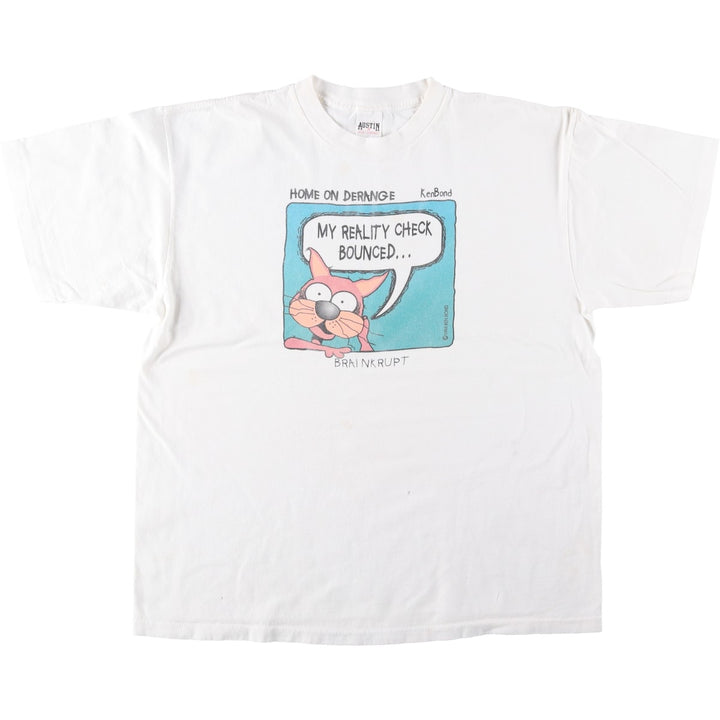90'S Austin Shirt Company Printed T-Shirt, Made in USA, Men's XL equivalent, Vintage American Casual Style unclear white type Vintage Second Hand