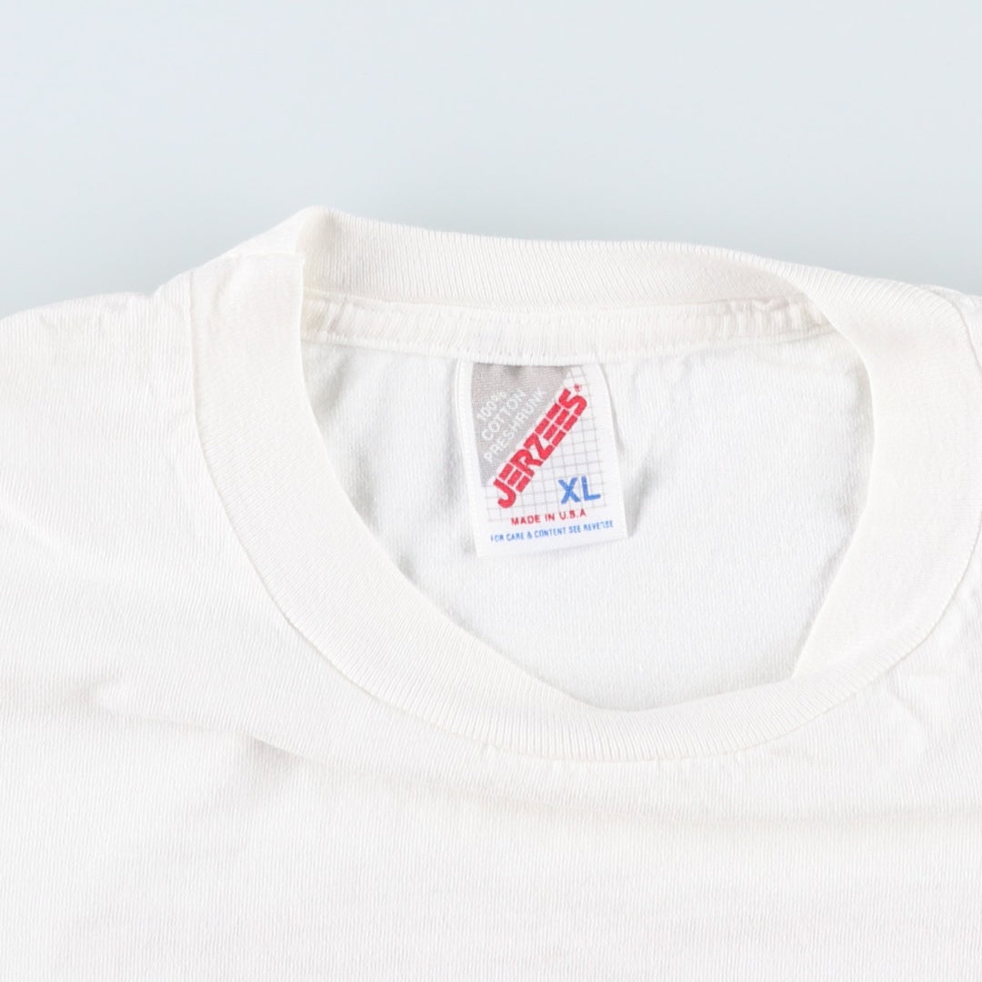 90'S Jerzees Printed T-shirt Made in USA Men's XL Vintage cotton white type Vintage Second Hand