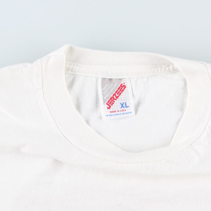90'S Jerzees Printed T-shirt Made in USA Men's XL Vintage cotton white type Vintage Second Hand