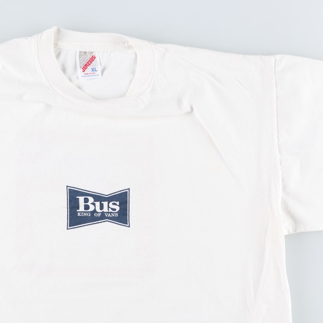 90'S Jerzees Printed T-shirt Made in USA Men's XL Vintage cotton white type Vintage Second Hand