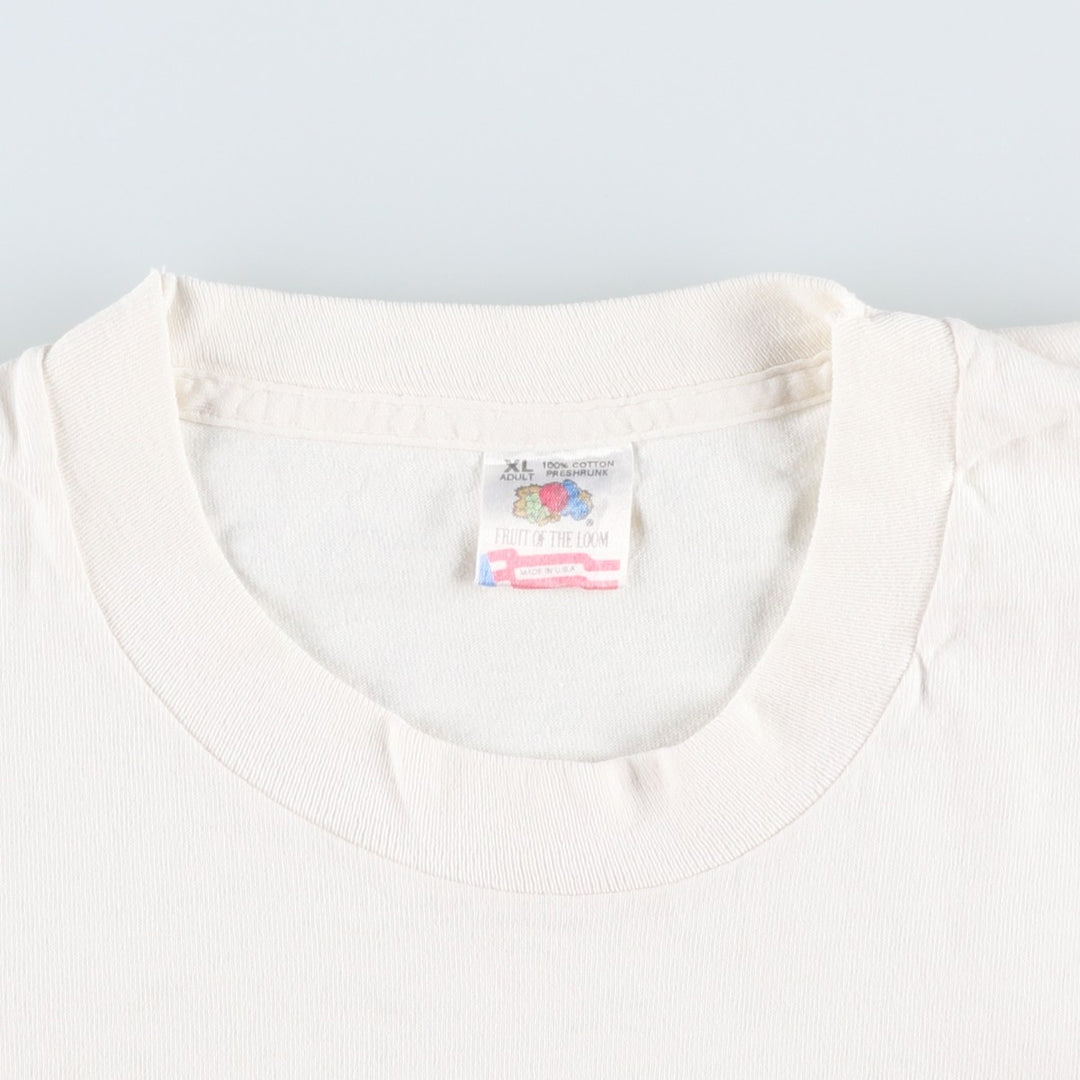 90'S Fruit of the Loom T-shirt, Made in USA, Men's XL equivalent, Vintage cotton white type Vintage Second Hand