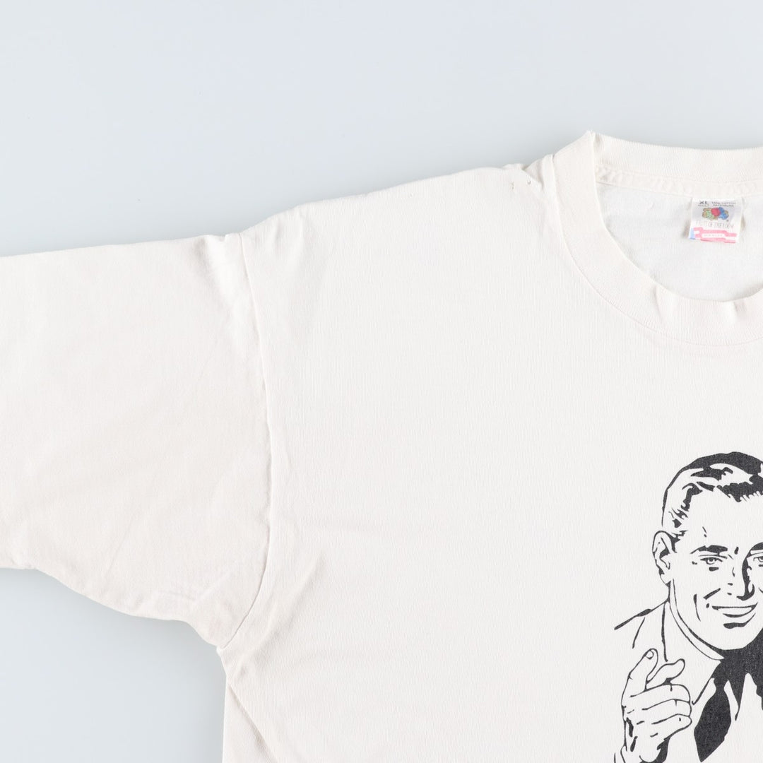 90'S Fruit of the Loom T-shirt, Made in USA, Men's XL equivalent, Vintage cotton white type Vintage Second Hand