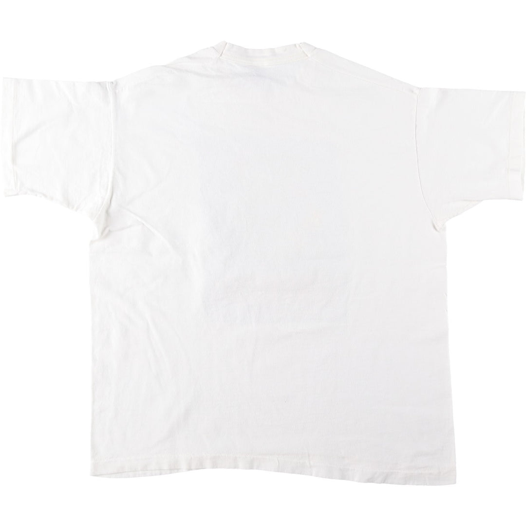 90'S Fruit of the Loom Heavy Cotton Print T-Shirt, Made in Canada, Men's XL equivalent, Vintage cotton white type Vintage Second Hand
