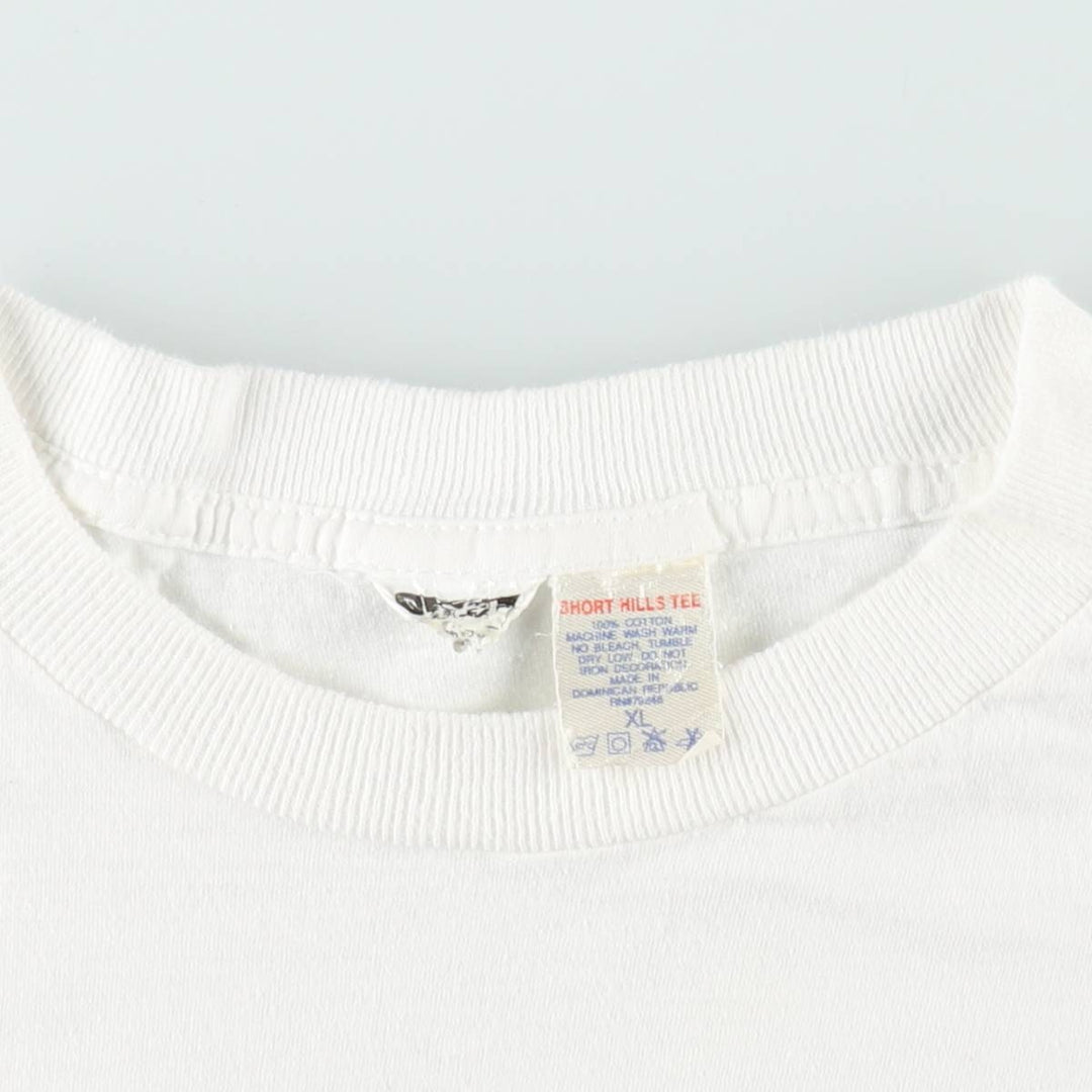 80'S SHORT HILLS TEE Print T-Shirt, Men's XL equivalent, Vintage cotton white type Vintage Second Hand