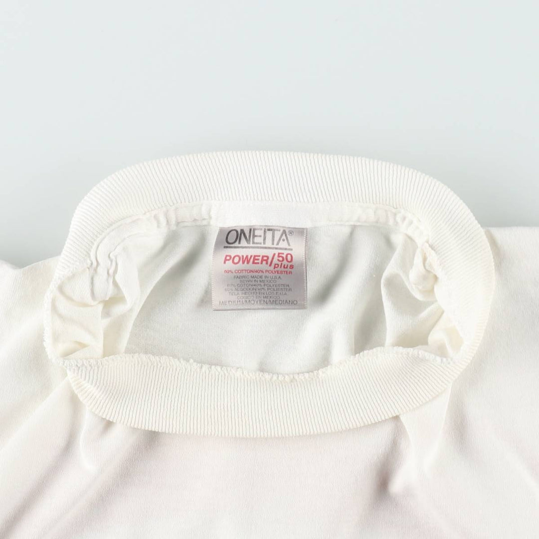 90's ONEITA POWER cotton white type Vintage Second Hand