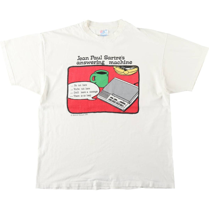90'S Hanes BEEFY-T Printed T-shirt Made in USA Men's XL Vintage cotton white type Vintage Second Hand
