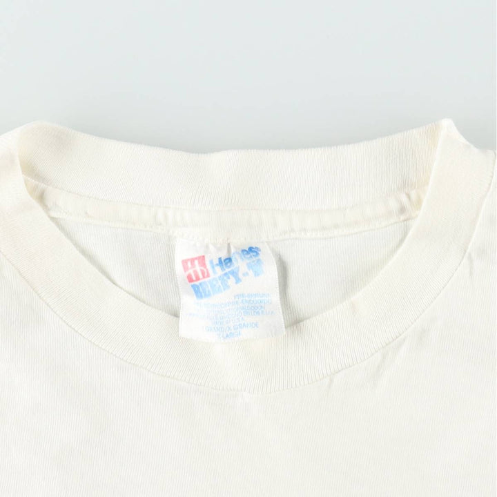 90'S Hanes BEEFY-T Printed T-shirt Made in USA Men's XL Vintage cotton white type Vintage Second Hand