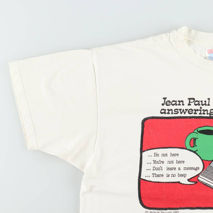 90'S Hanes BEEFY-T Printed T-shirt Made in USA Men's XL Vintage cotton white type Vintage Second Hand