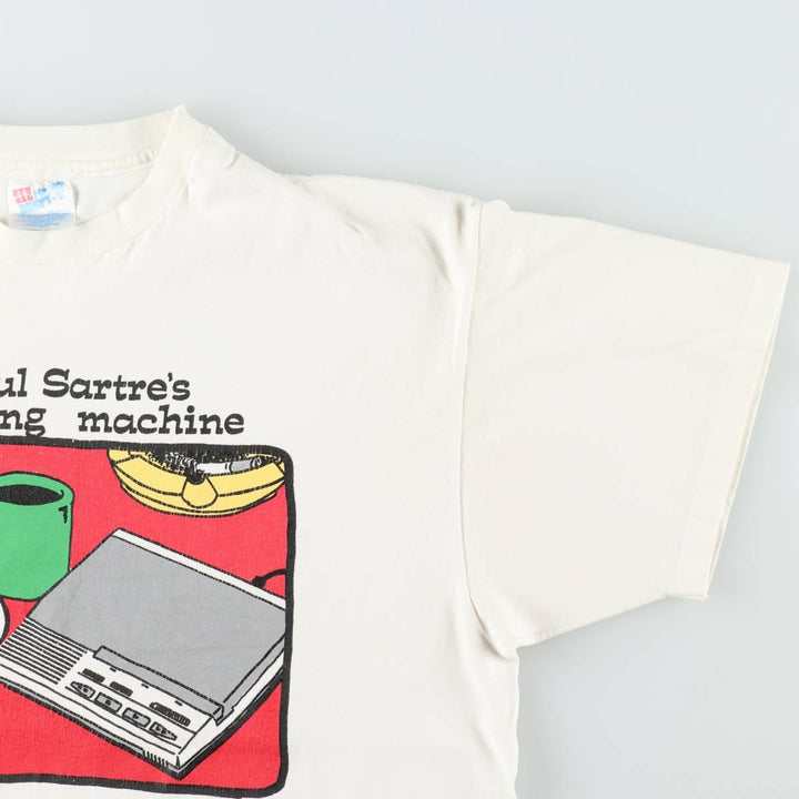 90'S Hanes BEEFY-T Printed T-shirt Made in USA Men's XL Vintage cotton white type Vintage Second Hand