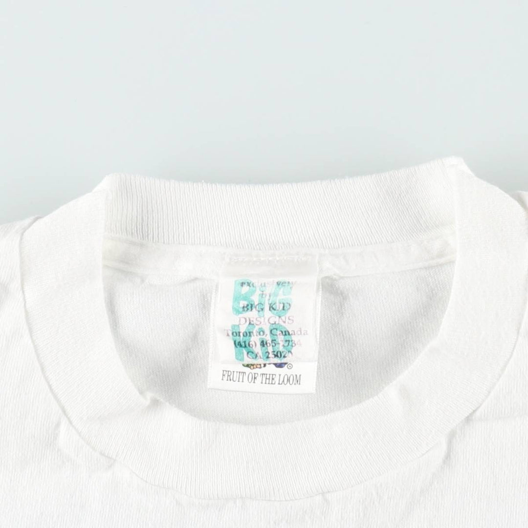 90'S Fruit of the Loom printed T-shirt, made in Canada, men's XL size, vintage cotton white type Vintage Second Hand