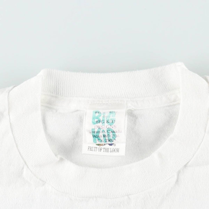 90'S Fruit of the Loom printed T-shirt, made in Canada, men's XL size, vintage cotton white type Vintage Second Hand