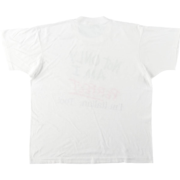 SCREEN STARS Message Print T-Shirt, Made in USA, Men's Size XL (equivalent) cotton white type Vintage Second Hand